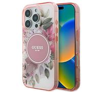 CG Mobile Guess GUHMP16XHFWBDCEP Coque Rigide pour iPhone 16 Pro Max 6,9" Rose IML Fleur & Cercle Tonal