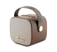 CG MOBILE Guess Haut-Parleur sans Fil avec poignée en Cuir PU 4G Script Logo, Bluetooth Version 5.3, 4 Heures de Lecture, Son de qualité Studio (Marron)