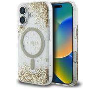 CG Mobile Guess HC Coque de Protection en résine pour iPhone 16 Compatible avec MagSafe Doré