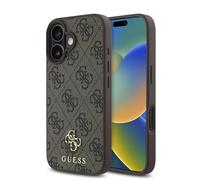 CG Mobile Guess HC Coque de téléphone conçue pour iPhone 16, Durable, résistante aux Chocs, Compatible avec MagSafe, PU 4G Small 4G et Classic Case Marron