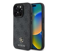 CG Mobile Guess HC Coque de téléphone conçue pour iPhone 16 Pro Max, Durable, résistante aux Chocs, Compatible avec MagSafe, PU 4G Small 4G et Classic Case Noir
