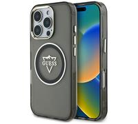 CG Mobile Guess Hot Stamp 4G Motif Triangle Metal Logo Coque pour iPhone 16 Pro Max (Rose)