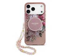 CG MOBILE Guess IML Bracelet compatible avec coque MagSafe pour iPhone 17 Pro Max (rose)
