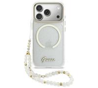 CG MOBILE Guess IML Courroie à paillettes compatible avec MagSafe pour iPhone 17 Pro (transparent)