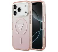 CG MOBILE Guess IML Gradient Triangle Logo Compatible avec MagSafe Coque pour iPhone 17 Pro (rose)