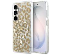 CG MOBILE Guess IML imprimé léopard triangulaire compatible avec MagSafe Coque pour Samsung Galaxy S26 (marron)