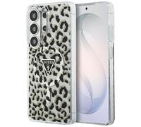 CG MOBILE Guess IML imprimé léopard triangulaire compatible avec MagSafe Coque pour Samsung Galaxy S26 Ultra (noir)