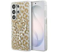 CG MOBILE Guess IML imprimé léopard triangulaire compatible avec MagSafe Coque pour Samsung Galaxy S26 Ultra (marron)