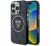 CG Mobile Guess IML Metal Glitter 4G Circle Triangle Compatible avec MagSafe Coque pour iPhone 16 Pro Max (Noir)