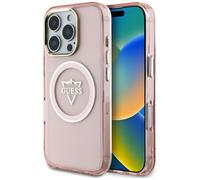 CG Mobile Guess IML Metal Mountain Logo Coque pour iPhone 16 Pro Max Compatible avec MagSafe (Rose)