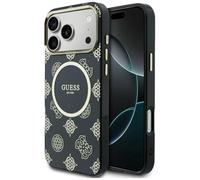 CG MOBILE Guess IML Peony Dot Compatible avec Coque MagSafe pour iPhone 17 Pro Max (Noir)