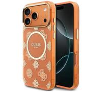 CG MOBILE Guess IML Peony Dot Compatible avec Coque MagSafe pour iPhone 17 Pro Max (Orange)