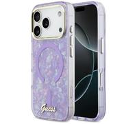 CG MOBILE Guess IML Shell Script Métal Compatible avec MagSafe Coque pour iPhone 17 Pro Max (Violet)