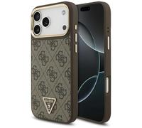 Guess Coque iPhone 17 Pro Max - 4G Triangle Logo MagSafe - Marron/Doré
