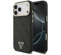 CG MOBILE Guess Logo triangle 4G compatible avec MagSafe Coque pour iPhone 17 Pro Max (noir/or)