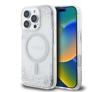 CG MOBILE Guess MagSafe Coque Rigide à Paillettes en résine pour iPhone 16 Pro Max avec Protection Contre Les Chutes, Prise en Main sûre et Confortable, Emballage Durable, Design Facile à Clipser