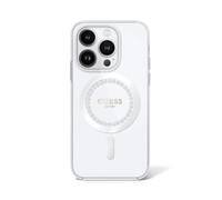 Guess Étui pour iPhone 16 Pro MagSafe à strass Blanc
