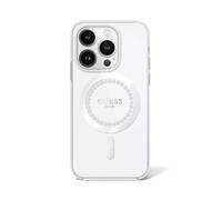 CG MOBILE Guess Magsafe IML Coque Rigide avec Strass pour iPhone 16 Pro Blanc