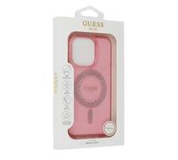 Coque Guess IML Strass MagSafe pour iPhone 16 Pro Max (Rose)
