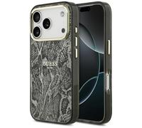 CG Mobile Guess Python Pattern Coque de Protection Compatible avec MagSafe pour iPhone 17 Pro (Noir)