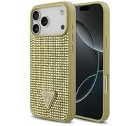 CG MOBILE Guess Rhinestone Triangle Logo Coque pour iPhone 17 Pro Max (doré)