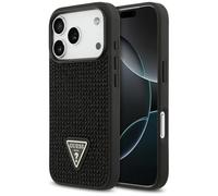 CG MOBILE Guess Rhinestone Triangle Logo Coque pour iPhone 17 Pro (noir)