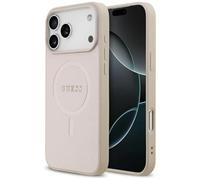 CG Mobile Guess Saffiano - Logo Classique Compatible avec MagSafe - Coque pour iPhone 17 Pro Max - Rose