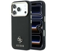 CG MOBILE Guess Saffiano Petit logo 4G et classique compatible avec MagSafe Coque pour iPhone 18 Pro Max / 17 Pro Max (noir)