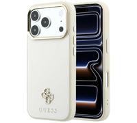 CG MOBILE Guess Saffiano Petit logo 4G et classique compatible avec MagSafe Coque pour iPhone 18 Pro Max / 17 Pro Max (Beige)
