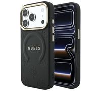 CG MOBILE Guess Saffiano Pivoines et anneau compatible avec MagSafe Coque pour iPhone 18 Pro Max / 17 Pro Max (noir)