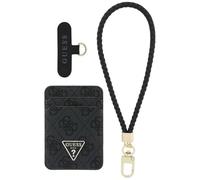 CG MOBILE Guess Set portefeuille + dragonne triangulaire compatible avec MagSafe (noir)
