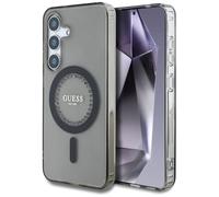 CG Mobile Guess Strass Logo Classique imprimé Compatible avec MagSafe Coque pour Samsung Galaxy S25 (Noir)