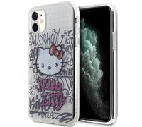 CG MOBILE Hello Kitty HKHCN61HDGPHT Coque pour iPhone 11 / XR 6,1" Coque Rigide Blanche IML Kitty on Bricks Graffiti
