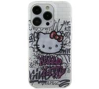 CG MOBILE Hello Kitty HKHCP15SHDGPHT Coque pour iPhone 15 6,1" Coque Rigide Blanche IML Kitty on Bricks Graffiti