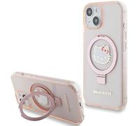 CG MOBILE Hello Kitty HKHMP15SHRSGEP Coque Rigide pour iPhone 15/14/13 6,1avec Anneau de Support et Logo Electrop à Paillettes Rose