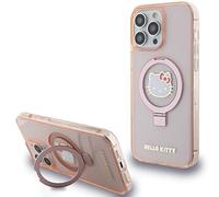 CG MOBILE Hello Kitty HKHMP15XHRSGEP Coque de Protection Rigide pour iPhone 15 Pro Max 6,7avec Anneau de Support, Logo Electrop, Rose