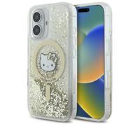 CG Mobile Coque Hello Kitty HKHMP16SLGDIH iPhone 16 6,1" plume pailletée blanc/doré