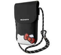 CG MOBILE Hello Kitty HKOWBPSCKEK Sac en cuir Noir Hiding Kitty Cord