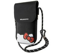 CG MOBILE Hello Kitty HKOWBPSCKEK Sac en cuir Noir Hiding Kitty Cord