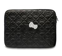 CG MOBILE Hello Kitty Housse HKCSZPEKHBPK 14" Noir Zip PU Matelassé Noeuds