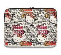 CG MOBILE Housse Hello Kitty HKCSZPDGPTE 14" Beige Zip PU Tags Graffiti