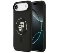 CG MOBILE Karl Lagerfeld - Anneau en silicone « Karl & Choupet » - Compatible avec coque MagSafe pour iPhone 17 Air (noir)