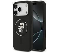 CG MOBILE Karl Lagerfeld - Anneau en silicone « Karl & Choupet » - Compatible avec coque MagSafe pour iPhone 17 Pro Max (noir)
