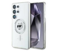 CG MOBILE Karl Lagerfeld Bouton Choupette Head Logo Imprimé Compatible avec MagSafe Coque pour Samsung Galaxy S25 Ultra (blanc)