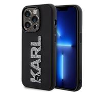 CG MOBILE Karl Lagerfeld Coque 3D à Paillettes avec Logo Karl pour iPhone 15 Pro (Noir)