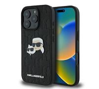 CG MOBILE KARL LAGERFELD Coque arrière pour iPhone 16 Pro Motif logo original et design en cuir Noir