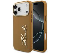 CG MOBILE Karl Lagerfeld Coque de protection avec logo Karl Script pour iPhone 17 Pro Max (marron)