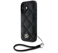 CG MOBILE Karl Lagerfeld Coque de protection matelassée avec logo initial et chaîne pour iPhone 16 (noir)