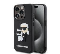 Coque pour iPhone 15 Pro 3D Rubber Karl & Choupette Noir