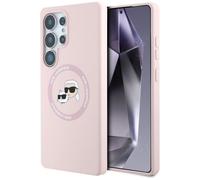 CG MOBILE Karl Lagerfeld Coque en silicone à double tête et cercles, compatible avec MagSafe pour Samsung Galaxy S25 Ultra (rose)